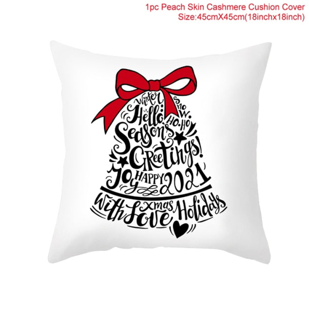 Christmas Cushion Cover Merry Christmas Decorations For Home 2021 Cristmas Ornament Pillow Case Xmas Navidad Gifts New Year 2022