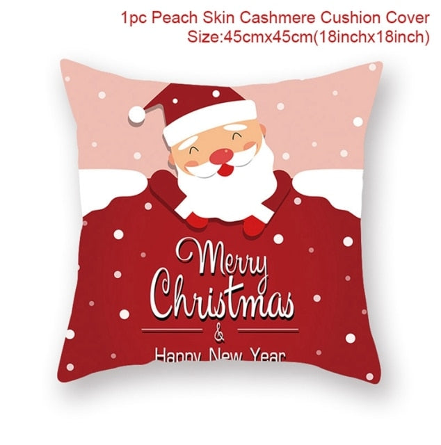 Christmas Cushion Cover Merry Christmas Decorations For Home 2021 Cristmas Ornament Pillow Case Xmas Navidad Gifts New Year 2022
