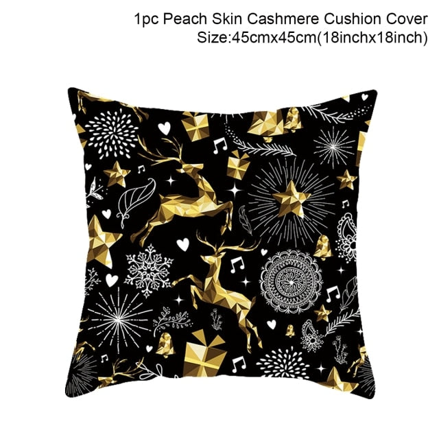 Christmas Cushion Cover Merry Christmas Decorations For Home 2021 Cristmas Ornament Pillow Case Xmas Navidad Gifts New Year 2022