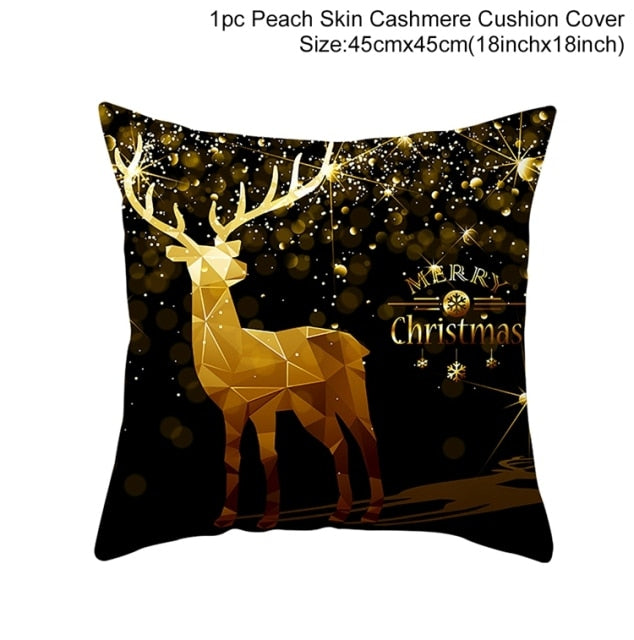 Christmas Cushion Cover Merry Christmas Decorations For Home 2021 Cristmas Ornament Pillow Case Xmas Navidad Gifts New Year 2022
