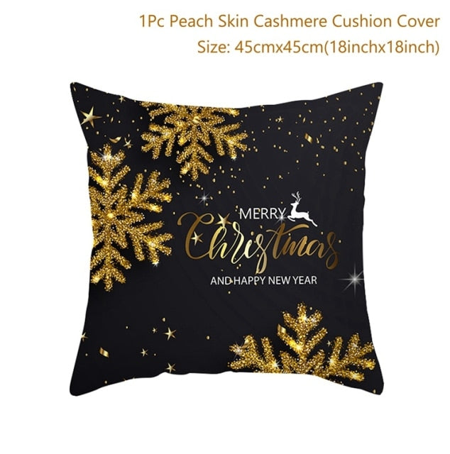 Christmas Cushion Cover Merry Christmas Decorations For Home 2021 Cristmas Ornament Pillow Case Xmas Navidad Gifts New Year 2022