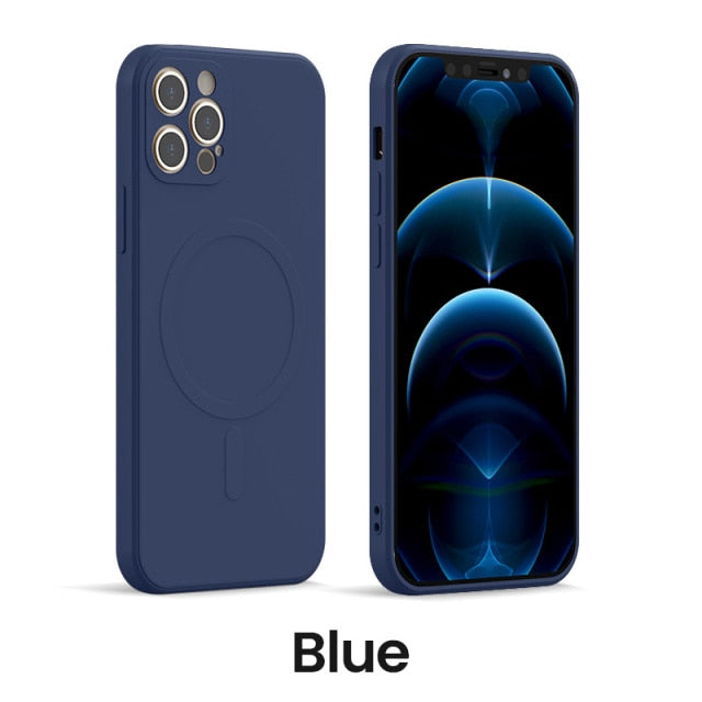 Liquid Silicone Magnetic Case for iPhone 12 Pro Max 11Pro X Xs Xr 7 8 Plus 13 Mini Wireless Charger Magsafing Magnet Back Cover