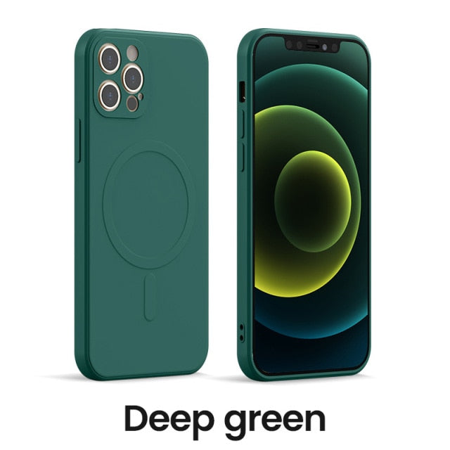 Liquid Silicone Magnetic Case for iPhone 12 Pro Max 11Pro X Xs Xr 7 8 Plus 13 Mini Wireless Charger Magsafing Magnet Back Cover