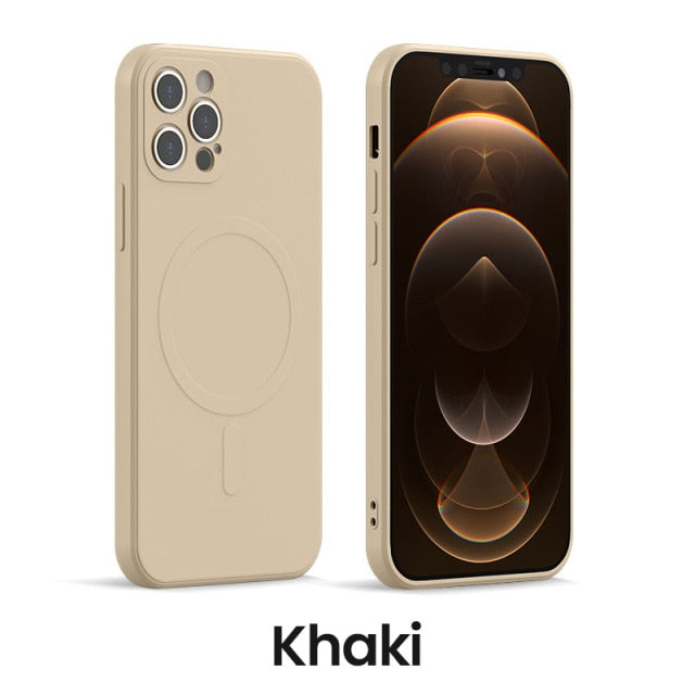 Liquid Silicone Magnetic Case for iPhone 12 Pro Max 11Pro X Xs Xr 7 8 Plus 13 Mini Wireless Charger Magsafing Magnet Back Cover