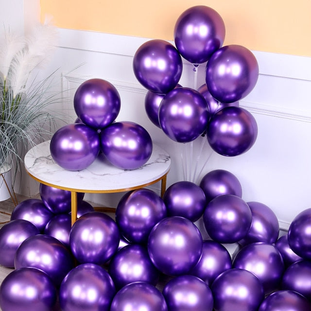 10pcs 5/10/12inch Glossy Metal Pearl Latex Balloons Thick Chrome Metallic Colors helium Air Balls Globos Birthday Party Decor