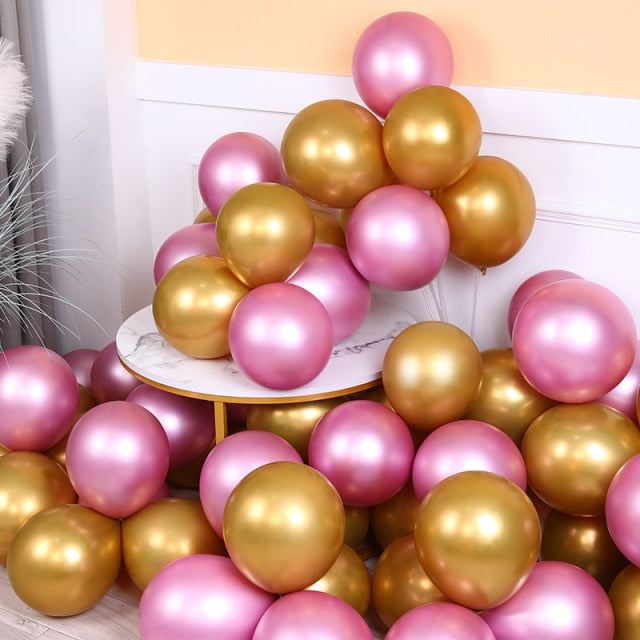 10pcs 5/10/12inch Glossy Metal Pearl Latex Balloons Thick Chrome Metallic Colors helium Air Balls Globos Birthday Party Decor