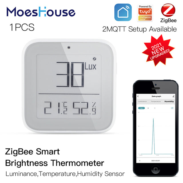 MoesHouse ZigBee Bluetooth Smart Brightness Thermometer Sensor Light Temperature Humidity Detector Tuya Smart App Control