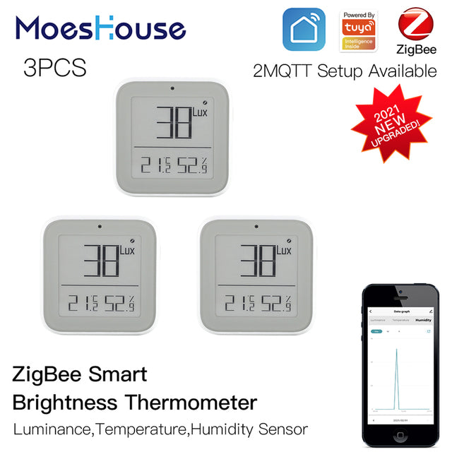 MoesHouse ZigBee Bluetooth Smart Brightness Thermometer Sensor Light Temperature Humidity Detector Tuya Smart App Control