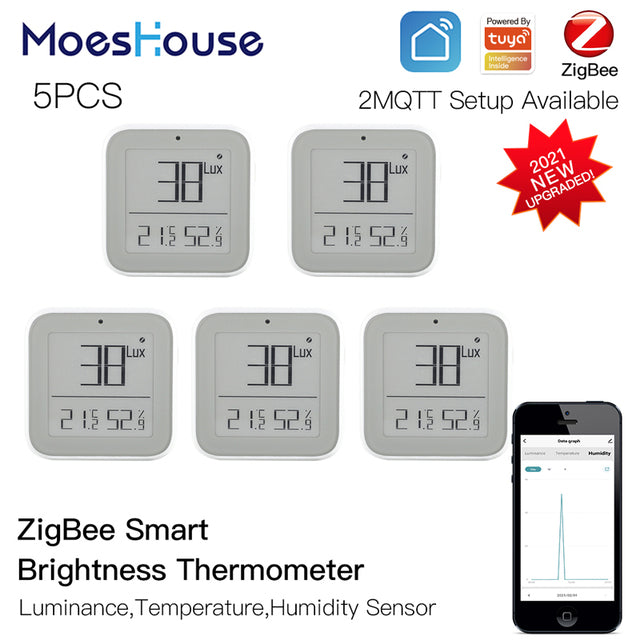 MoesHouse ZigBee Bluetooth Smart Brightness Thermometer Sensor Light Temperature Humidity Detector Tuya Smart App Control