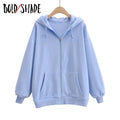 Bold Shade Indie 90s Streetwear Fashion Hoodies Women Grunge Unicolor  Sweatshirts Long Sleeve Pockets Zipper Y2K Hoody Outwear