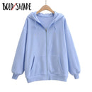 Bold Shade Indie 90s Streetwear Fashion Hoodies Women Grunge Unicolor  Sweatshirts Long Sleeve Pockets Zipper Y2K Hoody Outwear