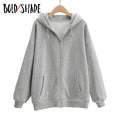 Bold Shade Indie 90s Streetwear Fashion Hoodies Women Grunge Unicolor  Sweatshirts Long Sleeve Pockets Zipper Y2K Hoody Outwear