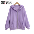 Bold Shade Indie 90s Streetwear Fashion Hoodies Women Grunge Unicolor  Sweatshirts Long Sleeve Pockets Zipper Y2K Hoody Outwear