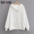 Bold Shade Indie 90s Streetwear Fashion Hoodies Women Grunge Unicolor  Sweatshirts Long Sleeve Pockets Zipper Y2K Hoody Outwear