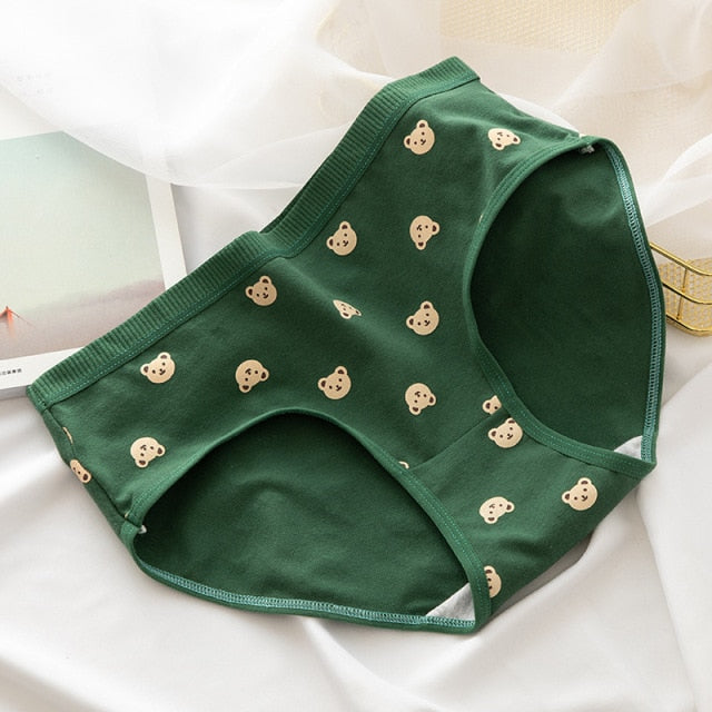 2021 Women's Cotton Underwear Japanese Cute Briefs Mid Waist Seamless Underpants Cute Cartoon Panties Female Cotton Lingerie