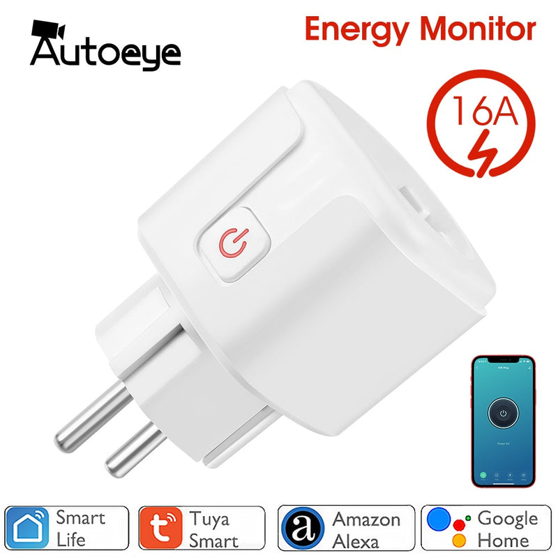 WiFi Smart Plug 16A EU Socket Tuya Smart Life APP Work with Alexa Google Home Assistant Voice Control Power Monitor Timing