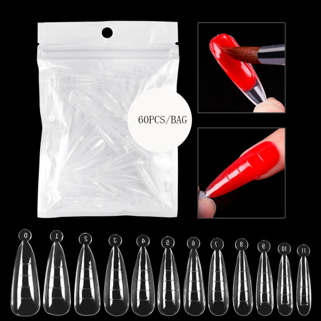 60pcs Nail Dual Form False Tips Extension for Poly Nail Gel System UV Acrylic DIYUpper Forms For Nails Mold Nail Decoration