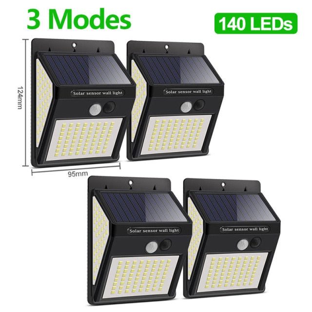 3Mode Waterproof 230 LED Solar Motion Sensor Lights Outdoor Sunlight Solar Powered Street Wall Lamp for Garden Decoration 1-4pcs