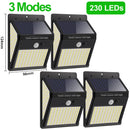 3Mode Waterproof 230 LED Solar Motion Sensor Lights Outdoor Sunlight Solar Powered Street Wall Lamp for Garden Decoration 1-4pcs