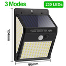 3Mode Waterproof 230 LED Solar Motion Sensor Lights Outdoor Sunlight Solar Powered Street Wall Lamp for Garden Decoration 1-4pcs