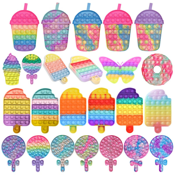 Rainbow Bubble Sensory Fidget Toy for Autisim Educational Autism Anti-stress Game Stress Relief Squishy Toys for Kids Adults