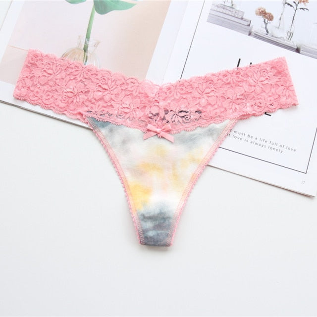 Voplidia Women's Panties Underwear Women Plus Size Sexy Lace Lingerie Panty Thongs G String Tanga T-back Seamless Female PM052