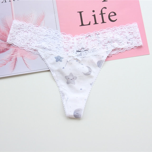 Voplidia Women's Panties Underwear Women Plus Size Sexy Lace Lingerie Panty Thongs G String Tanga T-back Seamless Female PM052