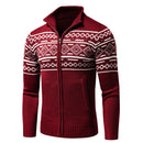 Men 2021 Autumn New Casual Jacquard Half Zip Polo Sweater Cardigan Jacket Men Winter Long Sleeve Mock Neck Sweater Pullover Men