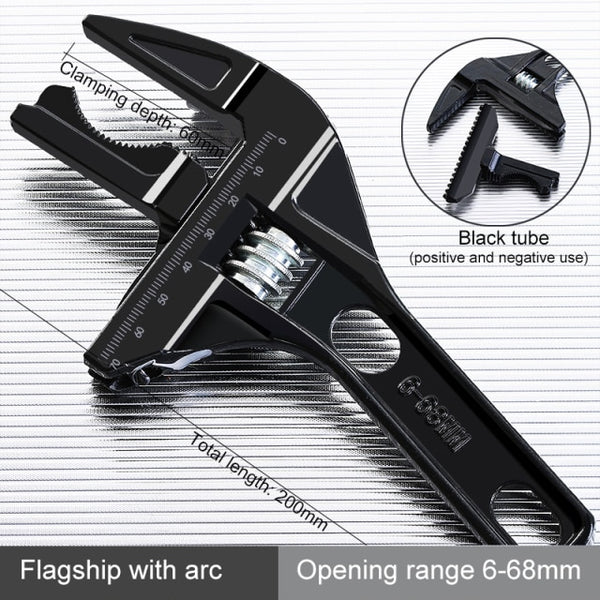 Multi-function Adjustable Wrench Aluminium Alloy large Open Wrench Universal Spanner Repair Tool for Water Pipe Screw Bathroom