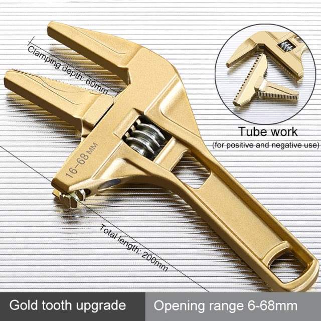 Multi-function Adjustable Wrench Aluminium Alloy large Open Wrench Universal Spanner Repair Tool for Water Pipe Screw Bathroom