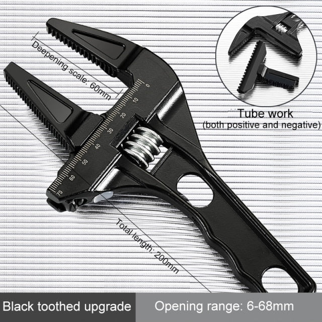Multi-function Adjustable Wrench Aluminium Alloy large Open Wrench Universal Spanner Repair Tool for Water Pipe Screw Bathroom