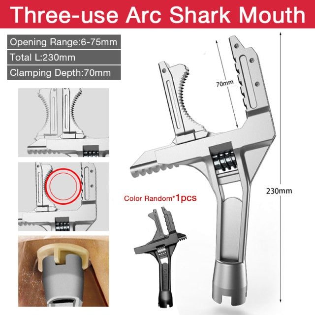 Multi-function Adjustable Wrench Aluminium Alloy large Open Wrench Universal Spanner Repair Tool for Water Pipe Screw Bathroom