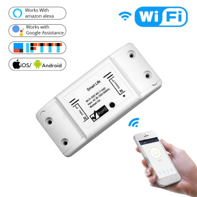 Mouehouse DIY Bluetooth Wi-Fi Smart Light Switch  Timer Smart Life APP Wireless Remote Control Works with Alexa Google Home