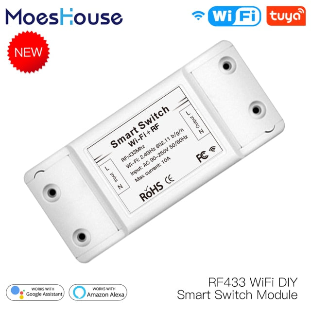 Mouehouse DIY Bluetooth Wi-Fi Smart Light Switch  Timer Smart Life APP Wireless Remote Control Works with Alexa Google Home