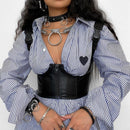 Rockmore Gothic PU Leather Corset Women Lace Up Crop Top Punk Style Corselet Wear Out Bustiers Cummerbunds Tops Streetwear mujer