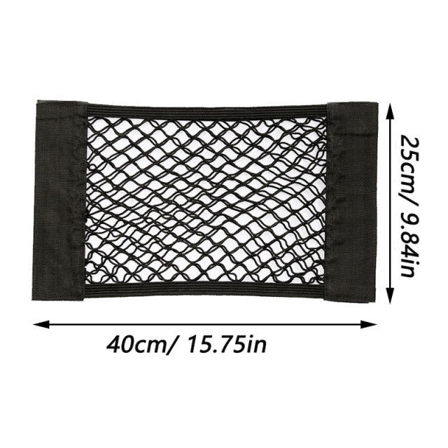 Car Back Rear Trunk Storage Net Seat Elastic String Net Magic Sticker Mesh Storage Bag Pocket Cage Auto Organizer Seat Back Bag