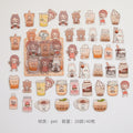 Mohamm 40 Sheets/1 Box Sticker Mini Multi Colors PET Kawaii Girl Cartoon Decoration Scrapbooking Stationery School Supplies