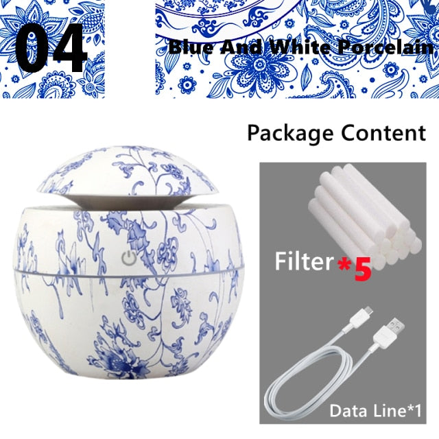 Mini Air Humidifier Ultrasonic USB Aroma Diffuser Wood Grain LED Night Light Electric Essential Oil Diffuser Aromatherapy Home