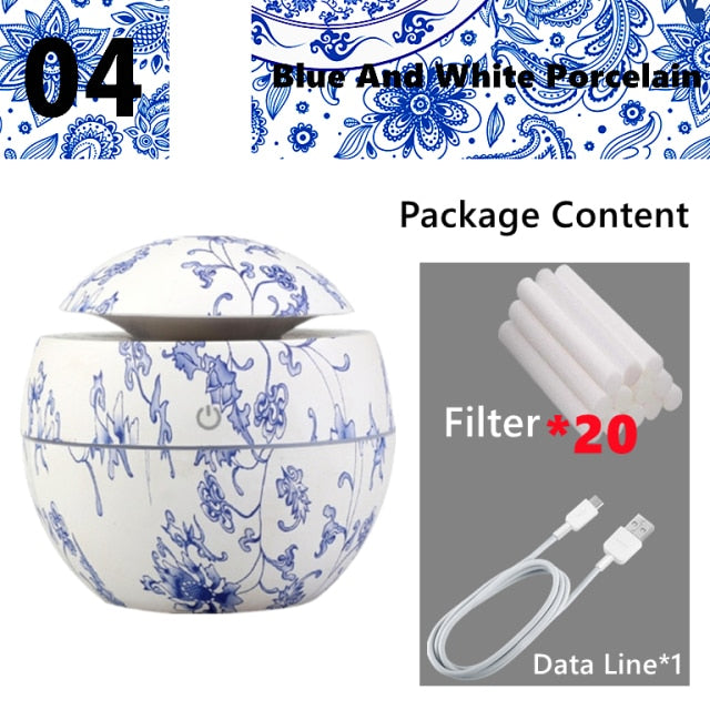 Mini Air Humidifier Ultrasonic USB Aroma Diffuser Wood Grain LED Night Light Electric Essential Oil Diffuser Aromatherapy Home