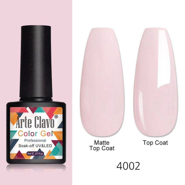 Arte Clavo 8ml Gel Nail Polish Nails Shiny Color Soak Off UV Gel Varnish Semi Permanant UV Gel Nail Art Need Led Lamp Top Coat