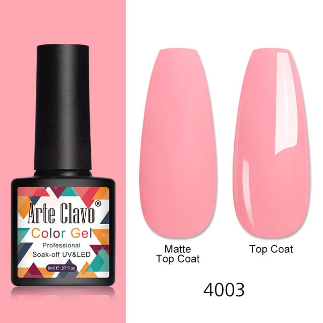 Arte Clavo 8ml Gel Nail Polish Nails Shiny Color Soak Off UV Gel Varnish Semi Permanant UV Gel Nail Art Need Led Lamp Top Coat