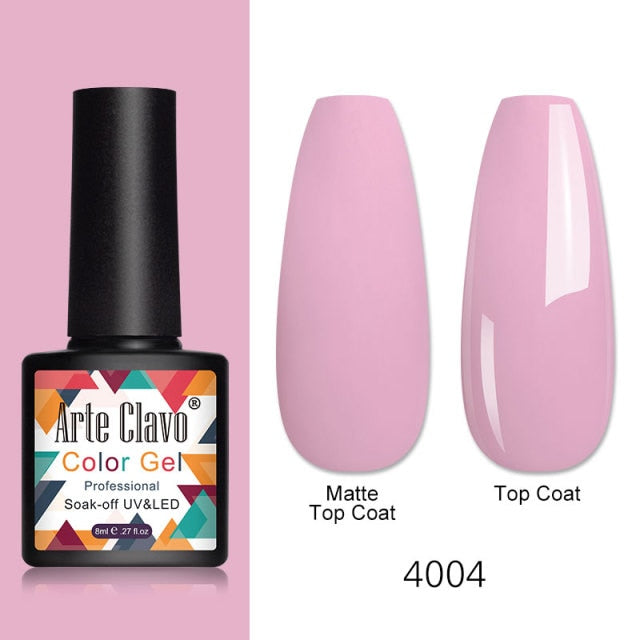 Arte Clavo 8ml Gel Nail Polish Nails Shiny Color Soak Off UV Gel Varnish Semi Permanant UV Gel Nail Art Need Led Lamp Top Coat