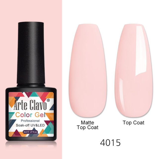 Arte Clavo 8ml Gel Nail Polish Nails Shiny Color Soak Off UV Gel Varnish Semi Permanant UV Gel Nail Art Need Led Lamp Top Coat