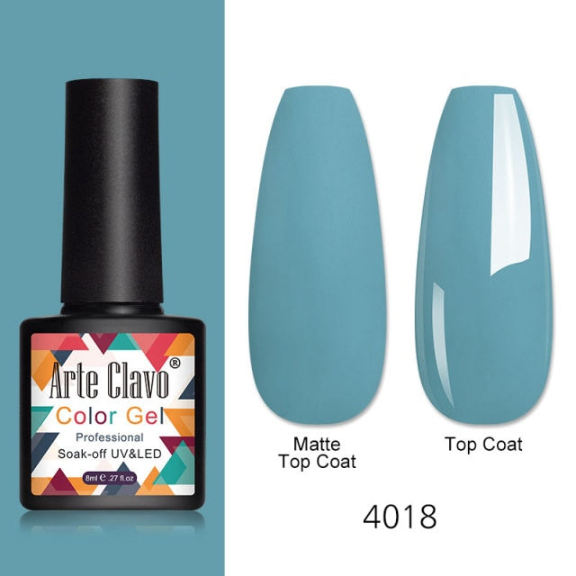 Arte Clavo 8ml Gel Nail Polish Nails Shiny Color Soak Off UV Gel Varnish Semi Permanant UV Gel Nail Art Need Led Lamp Top Coat