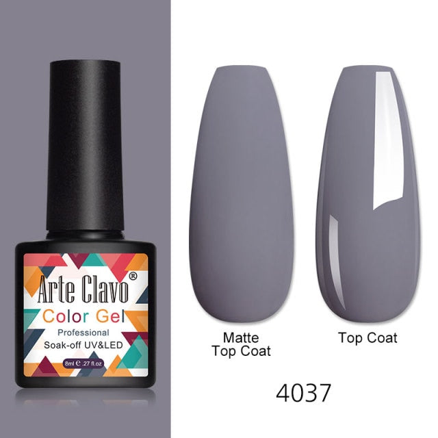 Arte Clavo 8ml Gel Nail Polish Nails Shiny Color Soak Off UV Gel Varnish Semi Permanant UV Gel Nail Art Need Led Lamp Top Coat