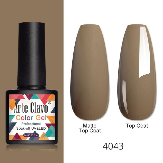 Arte Clavo 8ml Gel Nail Polish Nails Shiny Color Soak Off UV Gel Varnish Semi Permanant UV Gel Nail Art Need Led Lamp Top Coat