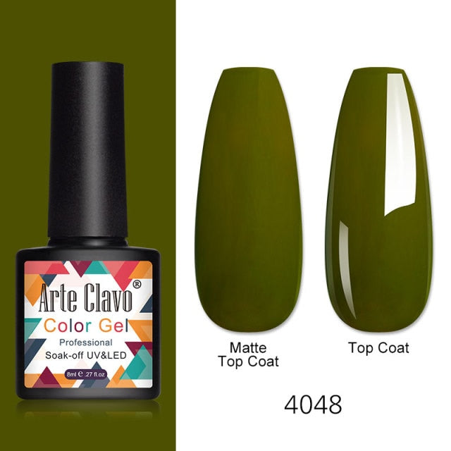 Arte Clavo 8ml Gel Nail Polish Nails Shiny Color Soak Off UV Gel Varnish Semi Permanant UV Gel Nail Art Need Led Lamp Top Coat