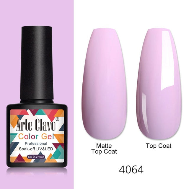 Arte Clavo 8ml Gel Nail Polish Nails Shiny Color Soak Off UV Gel Varnish Semi Permanant UV Gel Nail Art Need Led Lamp Top Coat
