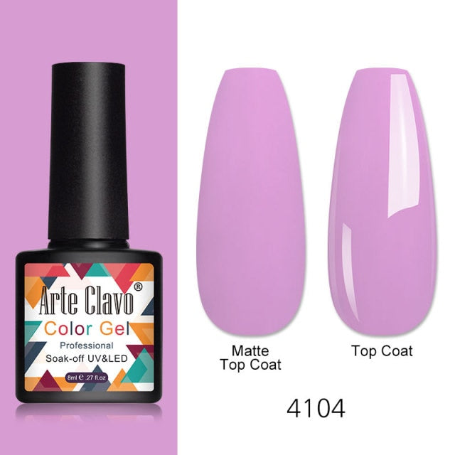 Arte Clavo 8ml Gel Nail Polish Nails Shiny Color Soak Off UV Gel Varnish Semi Permanant UV Gel Nail Art Need Led Lamp Top Coat