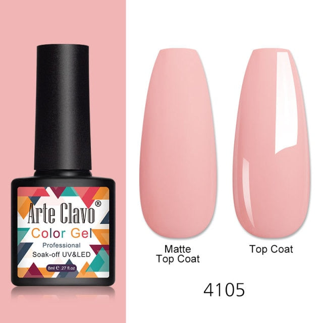 Arte Clavo 8ml Gel Nail Polish Nails Shiny Color Soak Off UV Gel Varnish Semi Permanant UV Gel Nail Art Need Led Lamp Top Coat